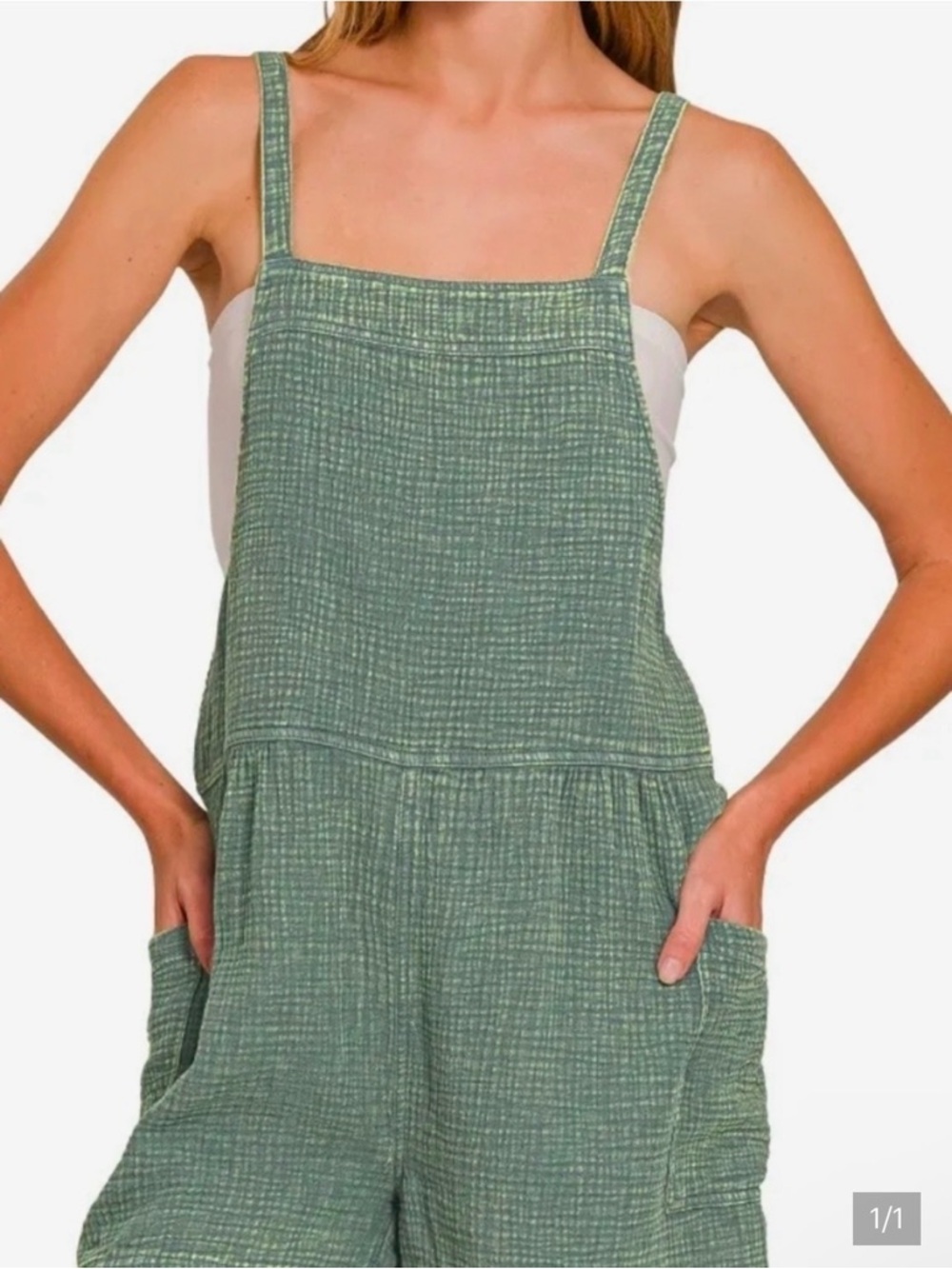 Ash Jade Gauze Textured One-Piece Romper